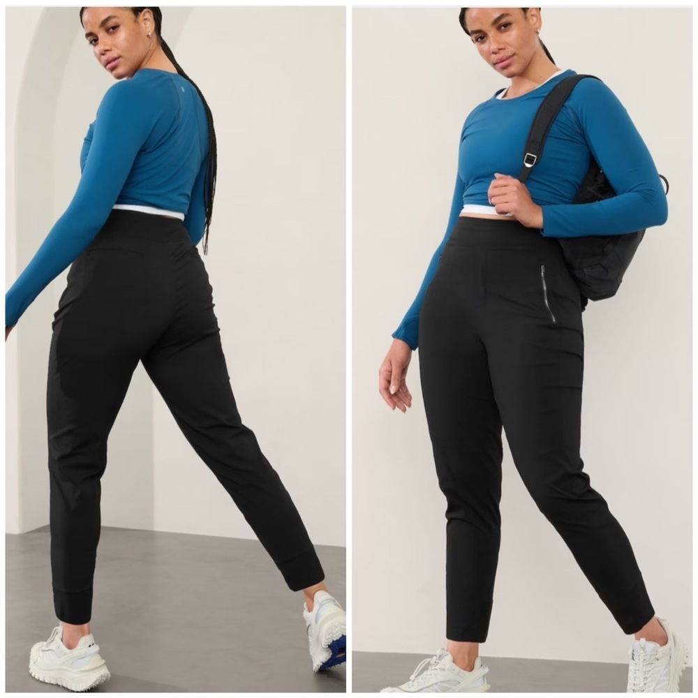 Athleta high rise Trekkie joggers pants black 2